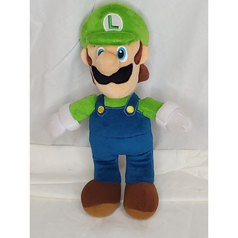 Nintendo Super Mario Bros Luigi Plush Stuffed Toy Green Blue 10 Inch